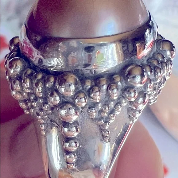 Stephen Dweck Mabe Pearl Ring SS Sz 7 Signed 925 Has 1 Minor Crack Still Gour!! - Picture 12 of 16